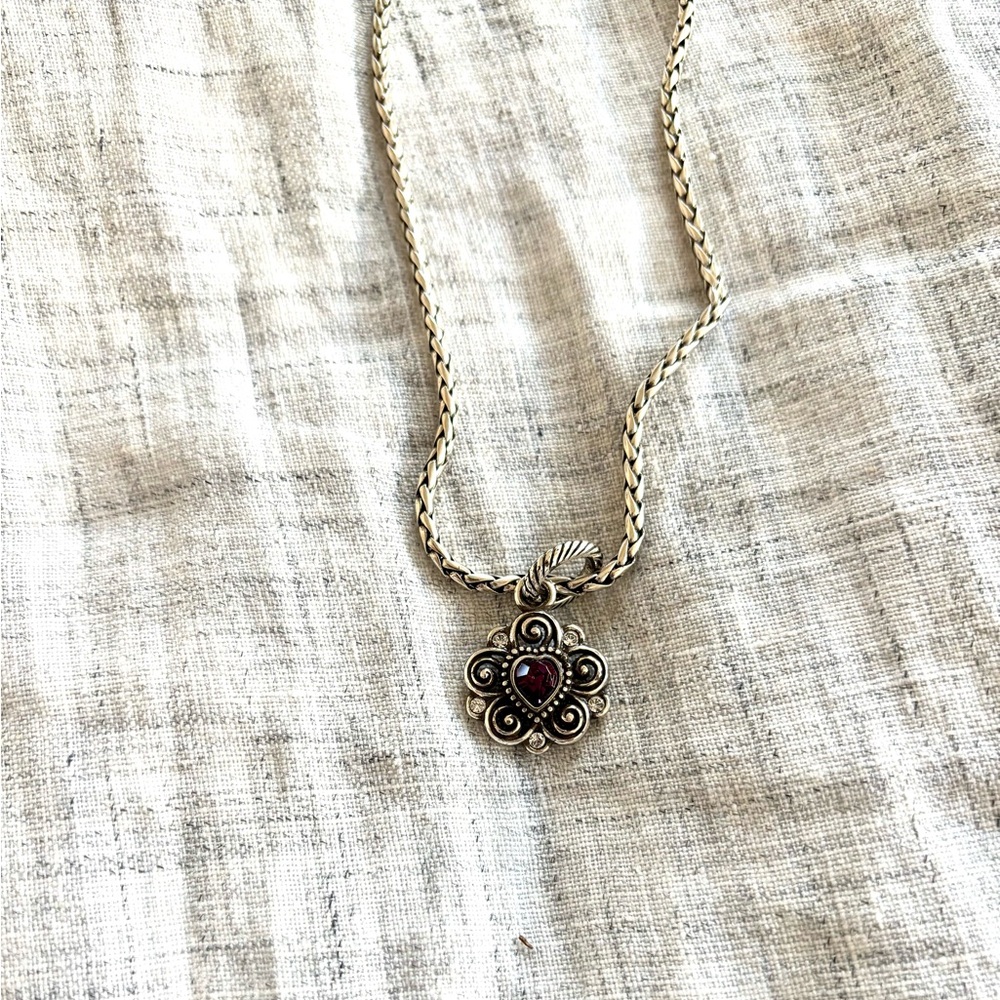 Brighton antique silver charm necklace with amethyst purple stone - Picture 3 of 4